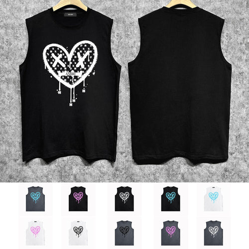 Amiri tank top splash paint heartprinting
