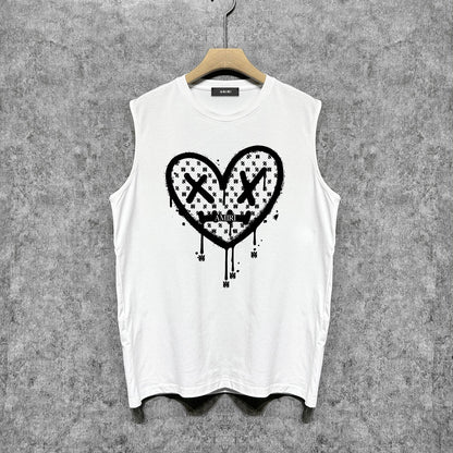Amiri tank top splash paint heartprinting