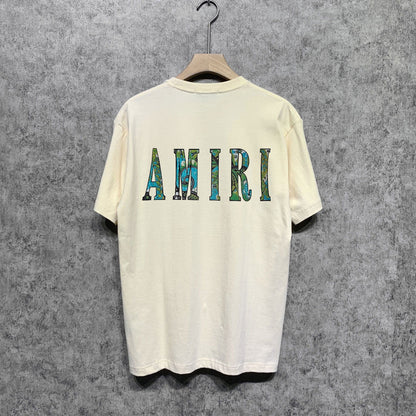 Amiri t shirts camouflage letterprinting short sleeves