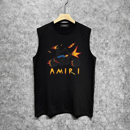 Amiri tank top motorcycle skull printing