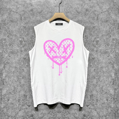 Amiri tank top splash paint heartprinting