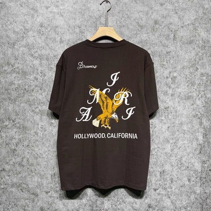 Amiri t shirts hollywood eagle printing short sleeve