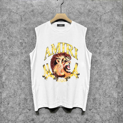 Amiri tank top gold lion print