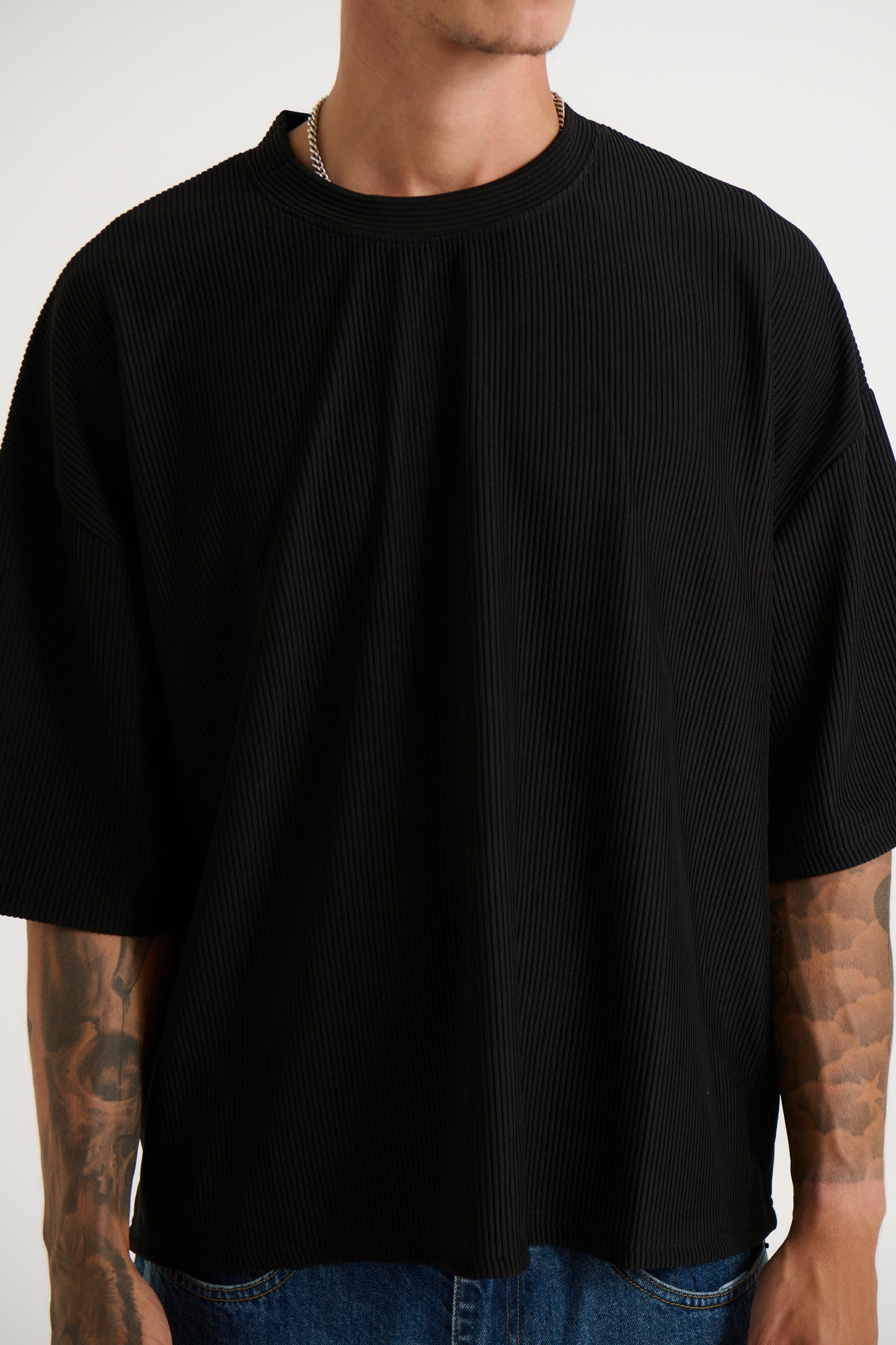 Crop Box Tee Ribbed Black - FINAL SALE