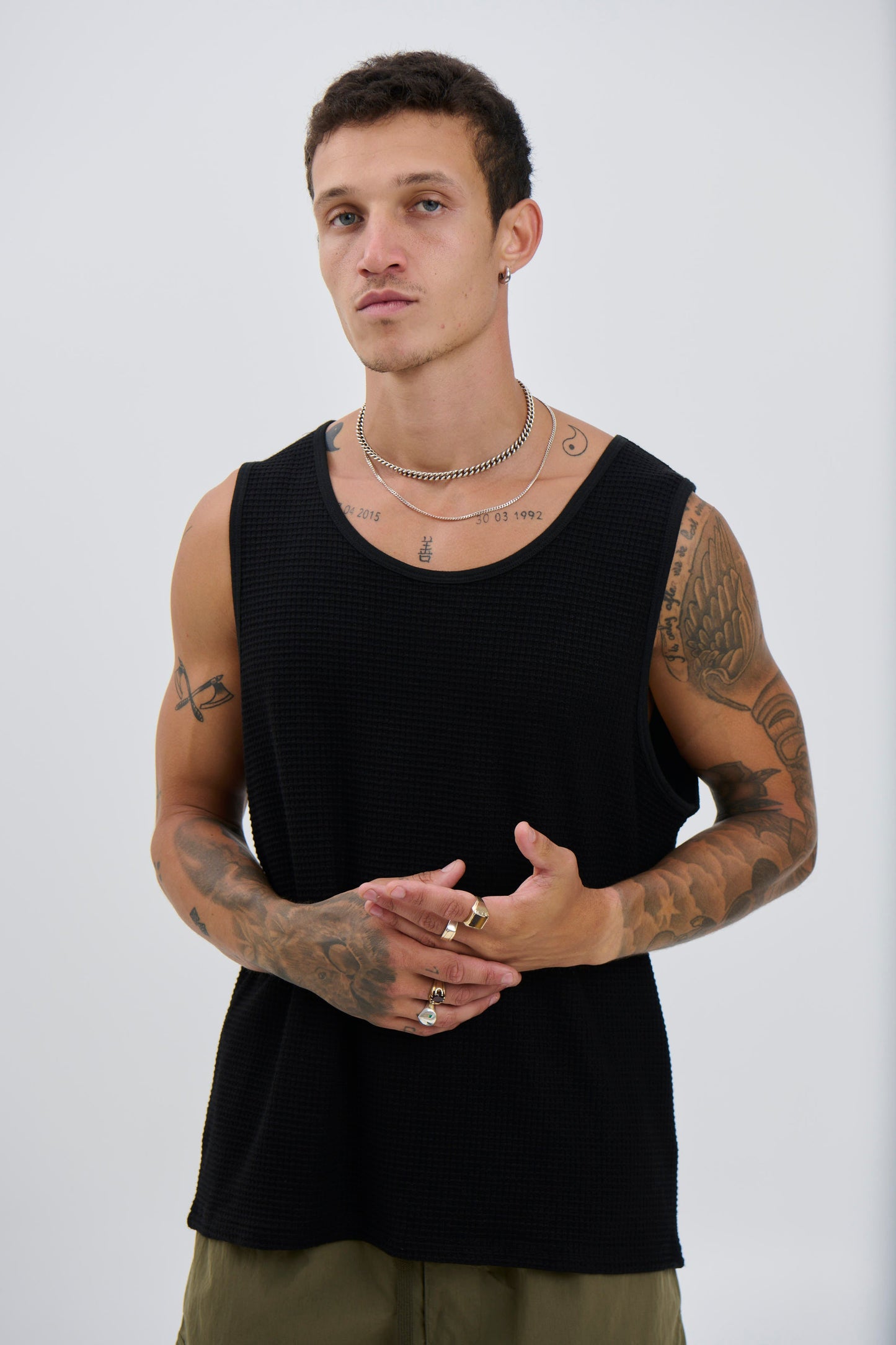 Joe Waffle Tank Black - FINAL SALE