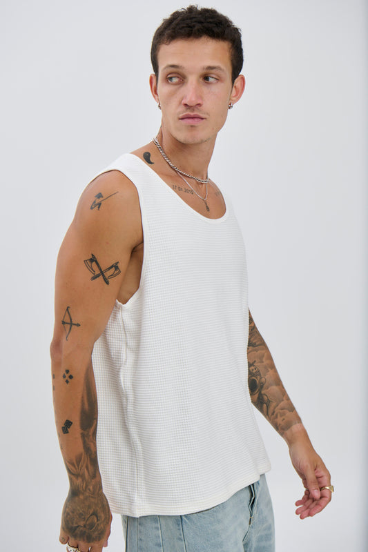 Joe Waffle Tank White - FINAL SALE
