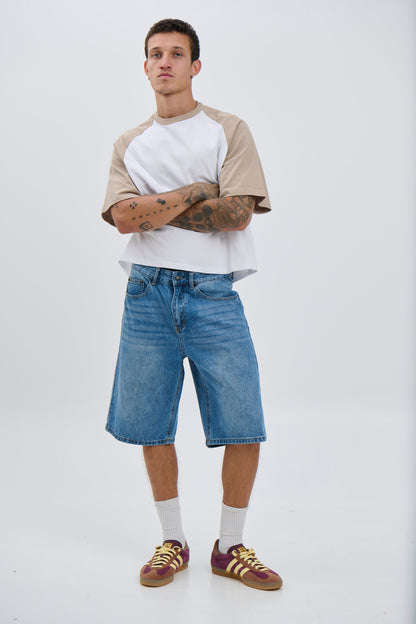 Crop Box Tee Raglan Light Khaki - FINAL SALE