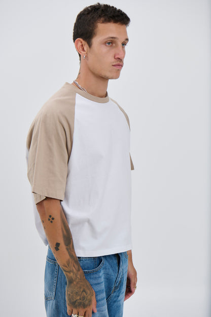 Crop Box Tee Raglan Light Khaki - FINAL SALE