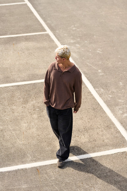 Combed Long Sleeve Polo Choc