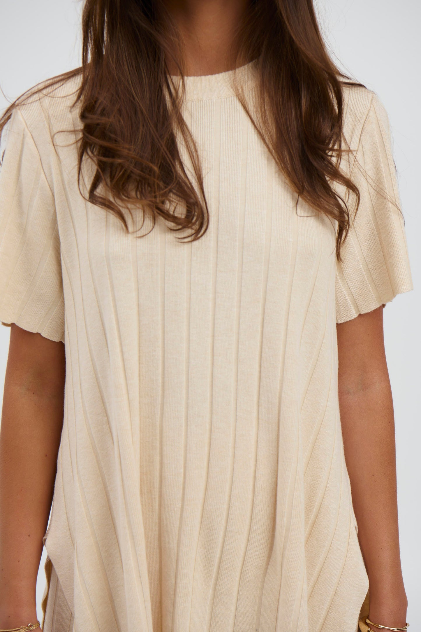 Leighton Ribbed Top Bone - FINAL SALE