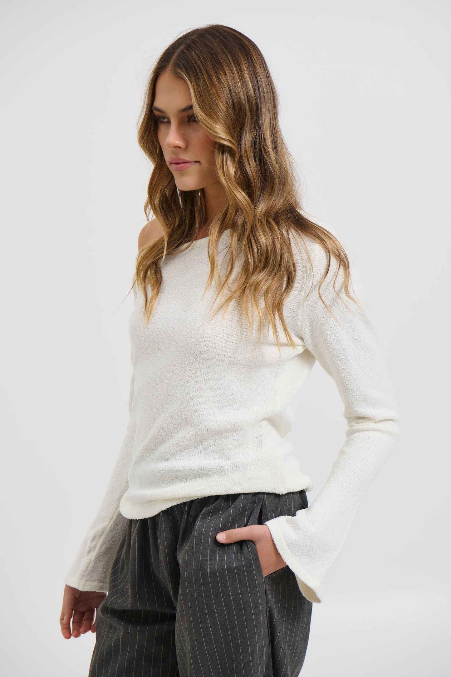 Hannah Long Sleeve Top Ivory - FINAL SALE