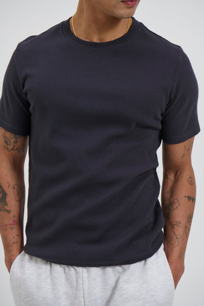 Fitted Ribbed Tee Charcoal