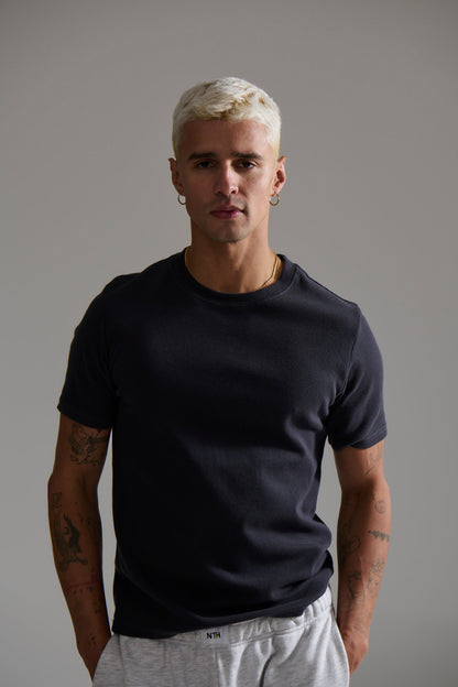 Fitted Ribbed Tee Charcoal