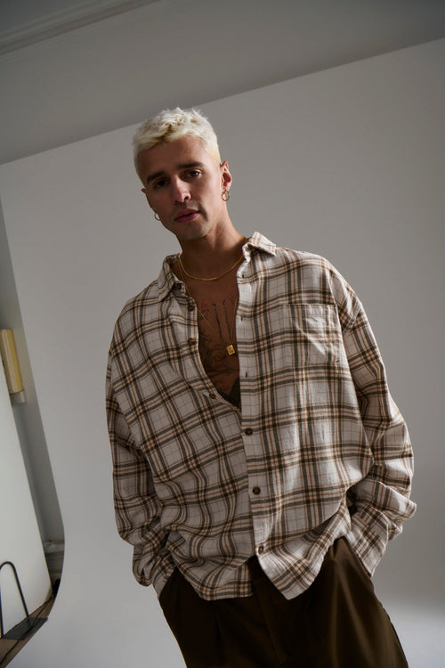 Brooklyn Check Shirt Griege