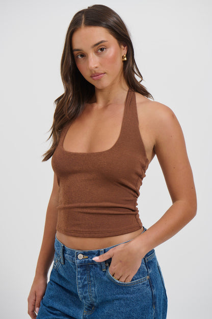Katya Halterneck Top Mocha