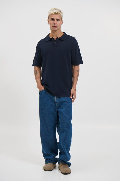 Archie Fitted Polo Navy - FINAL SALE