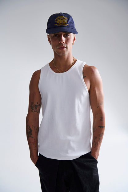 Declan Fitted Ribbed Tank White