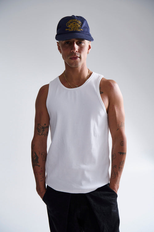 Declan Fitted Ribbed Tank White