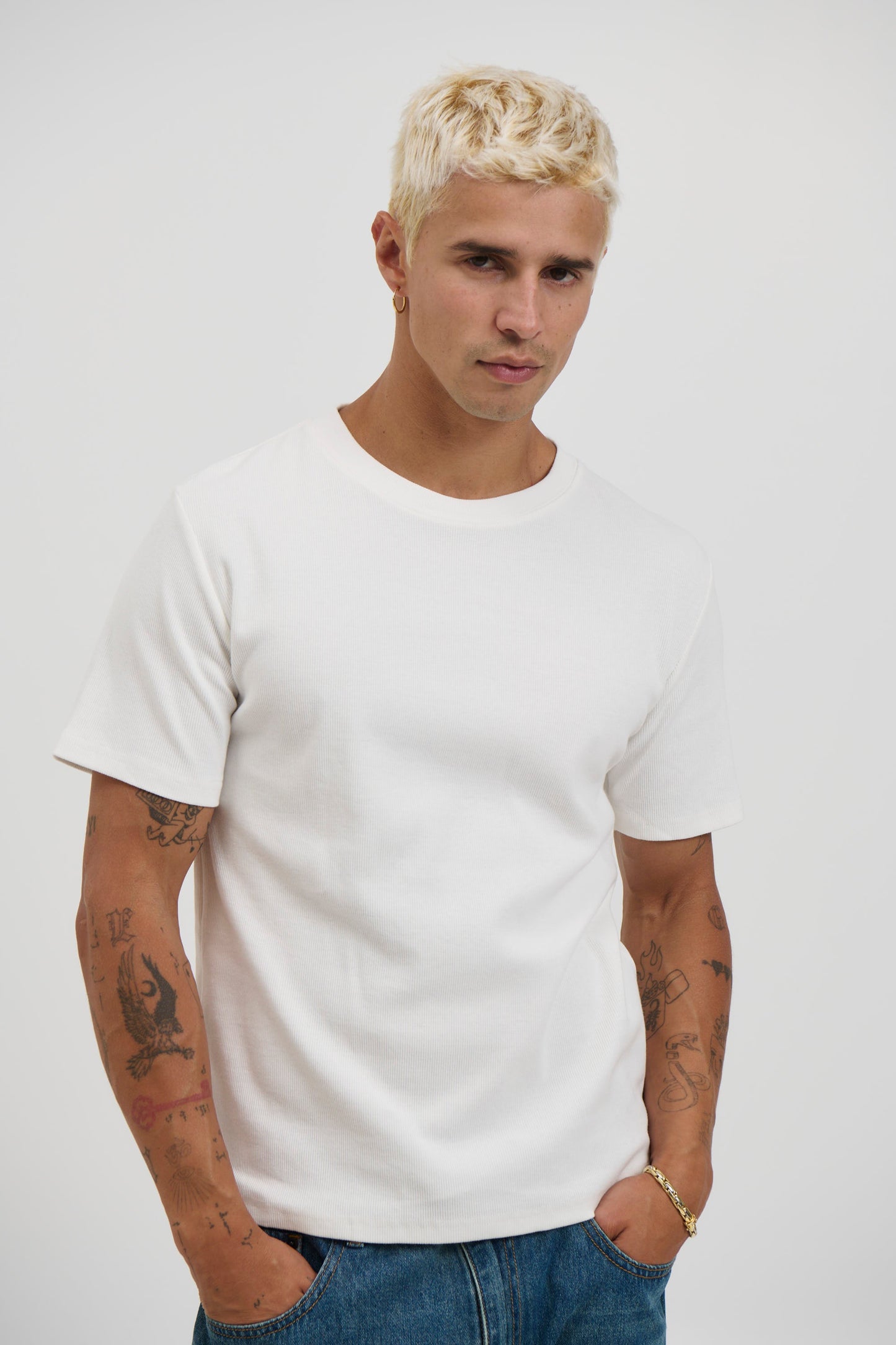 Fitted Ribbed Tee White