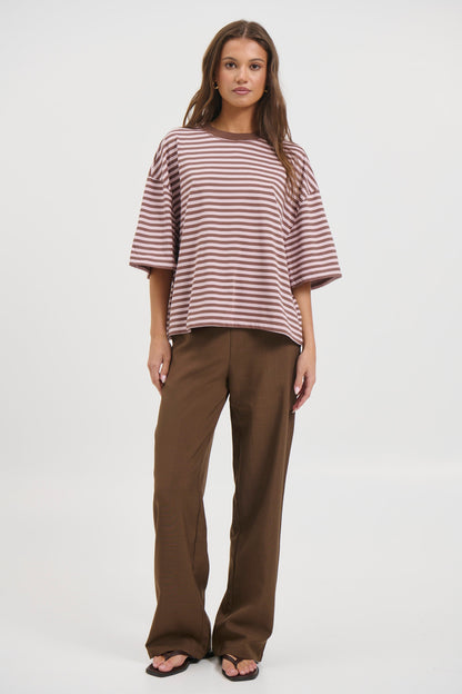 Bloom Short Sleeve Chocolate Blush Stripe