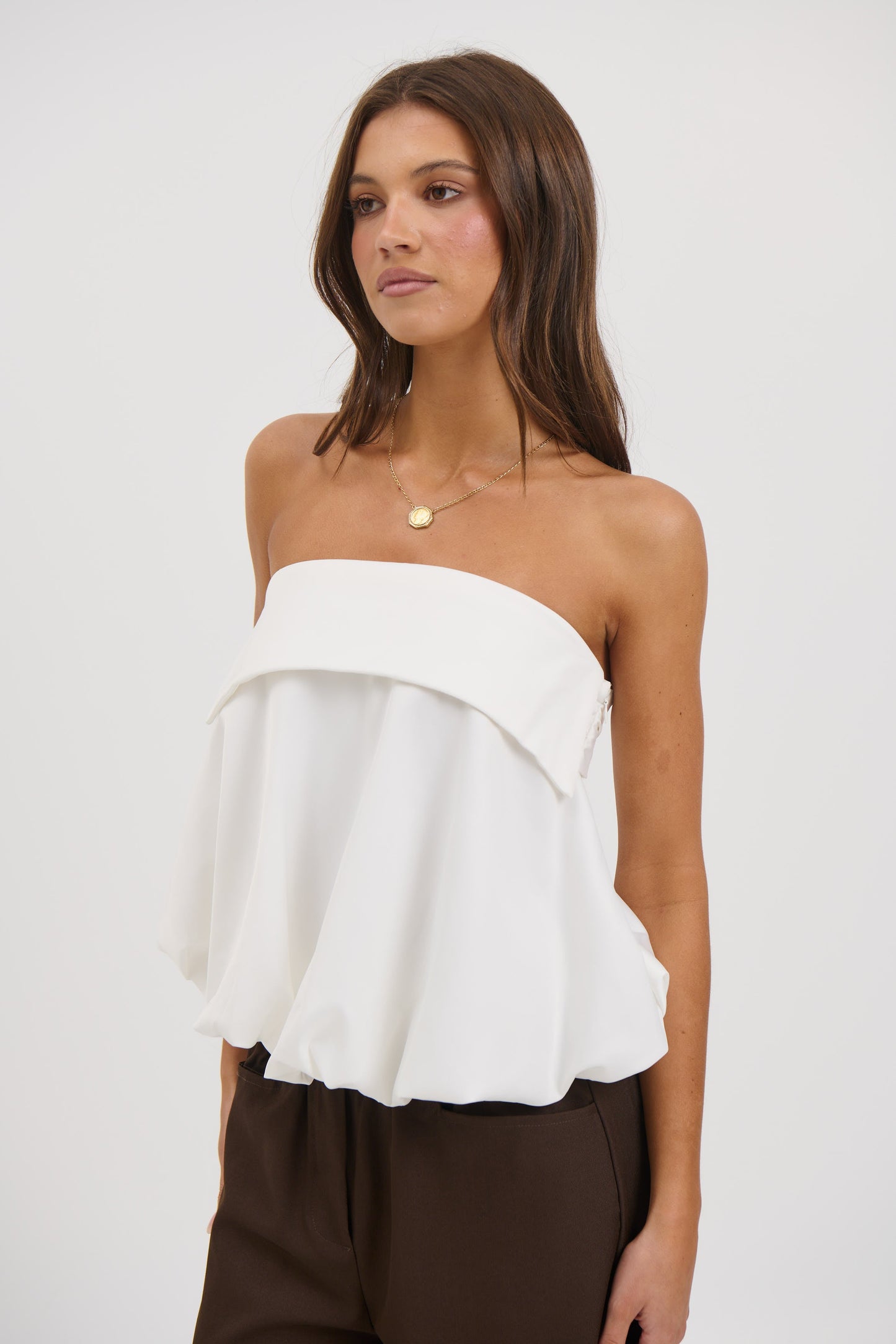 Gracie Strapless Top White