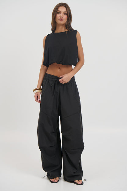 Emily Bubble Hem Top Black