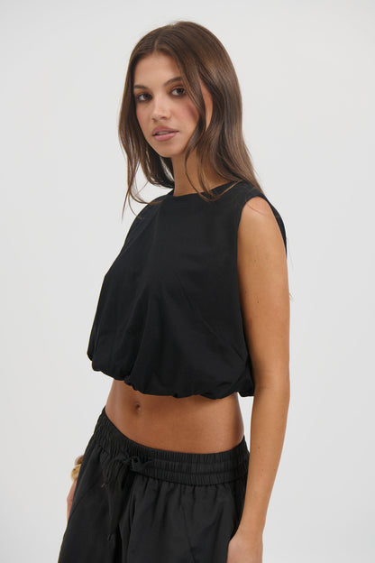 Emily Bubble Hem Top Black
