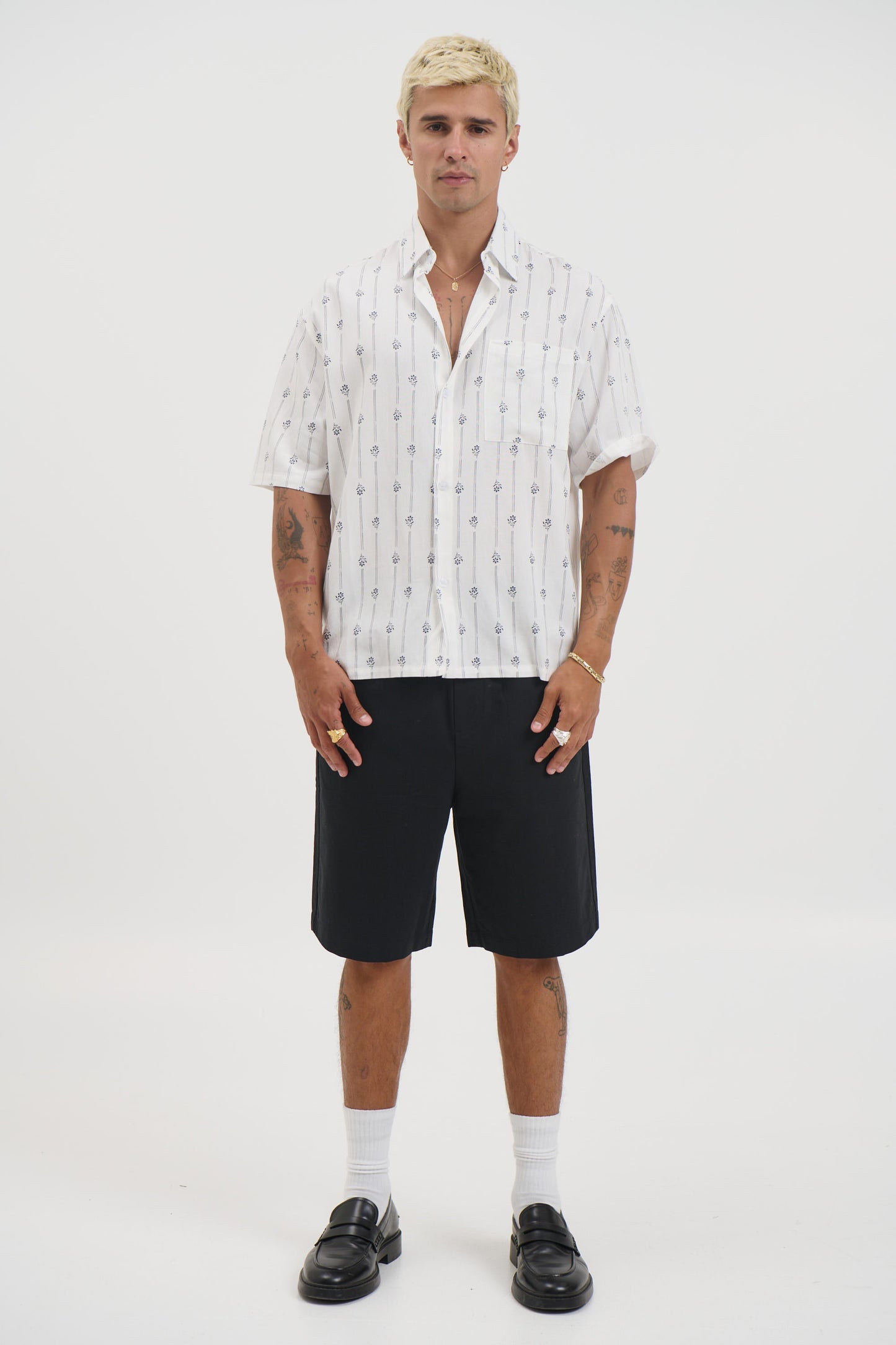 Jayden Stripe Floral Shirt White - FINAL SALE