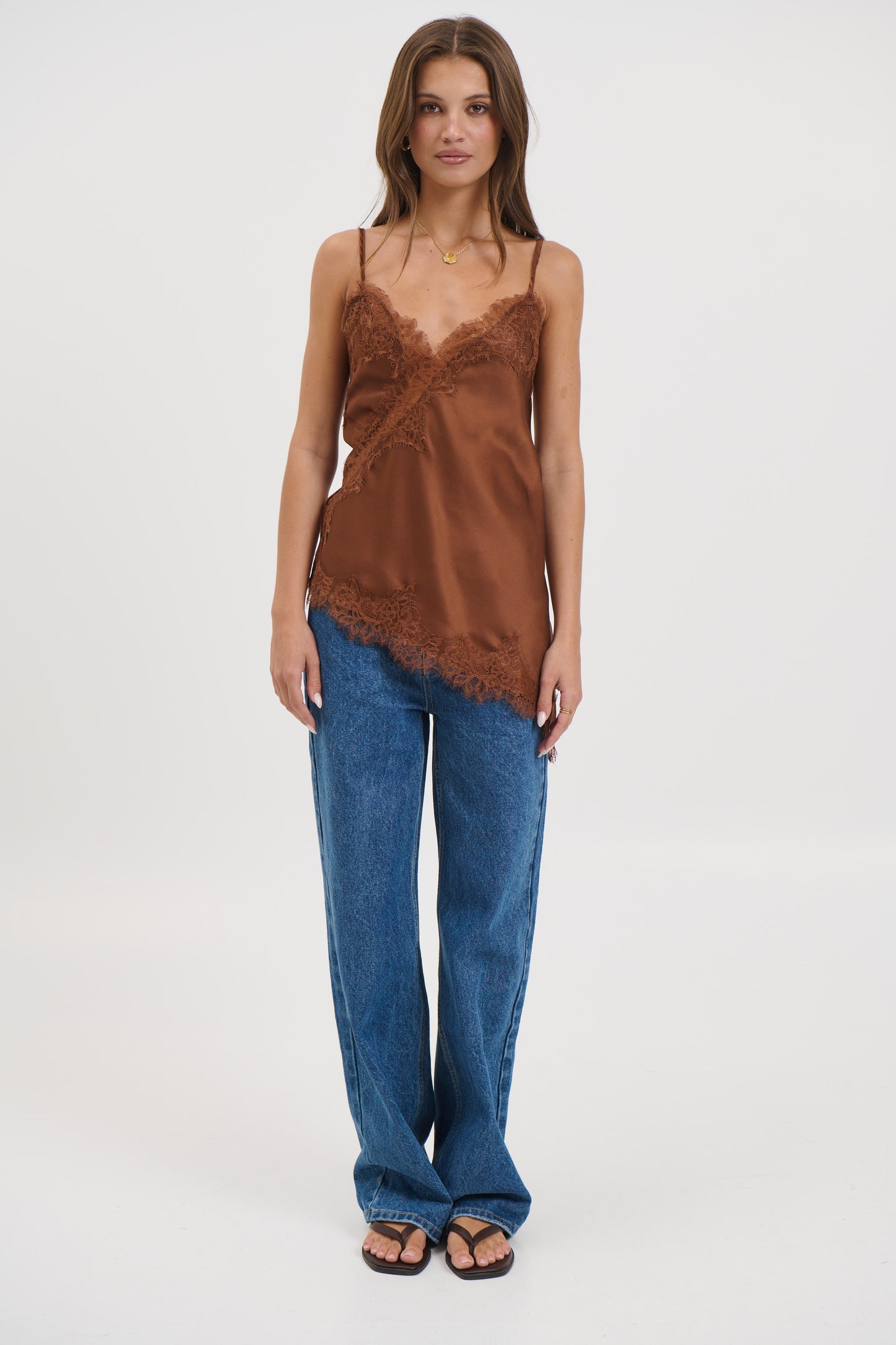 Chrishell Lace Cami Chocolate