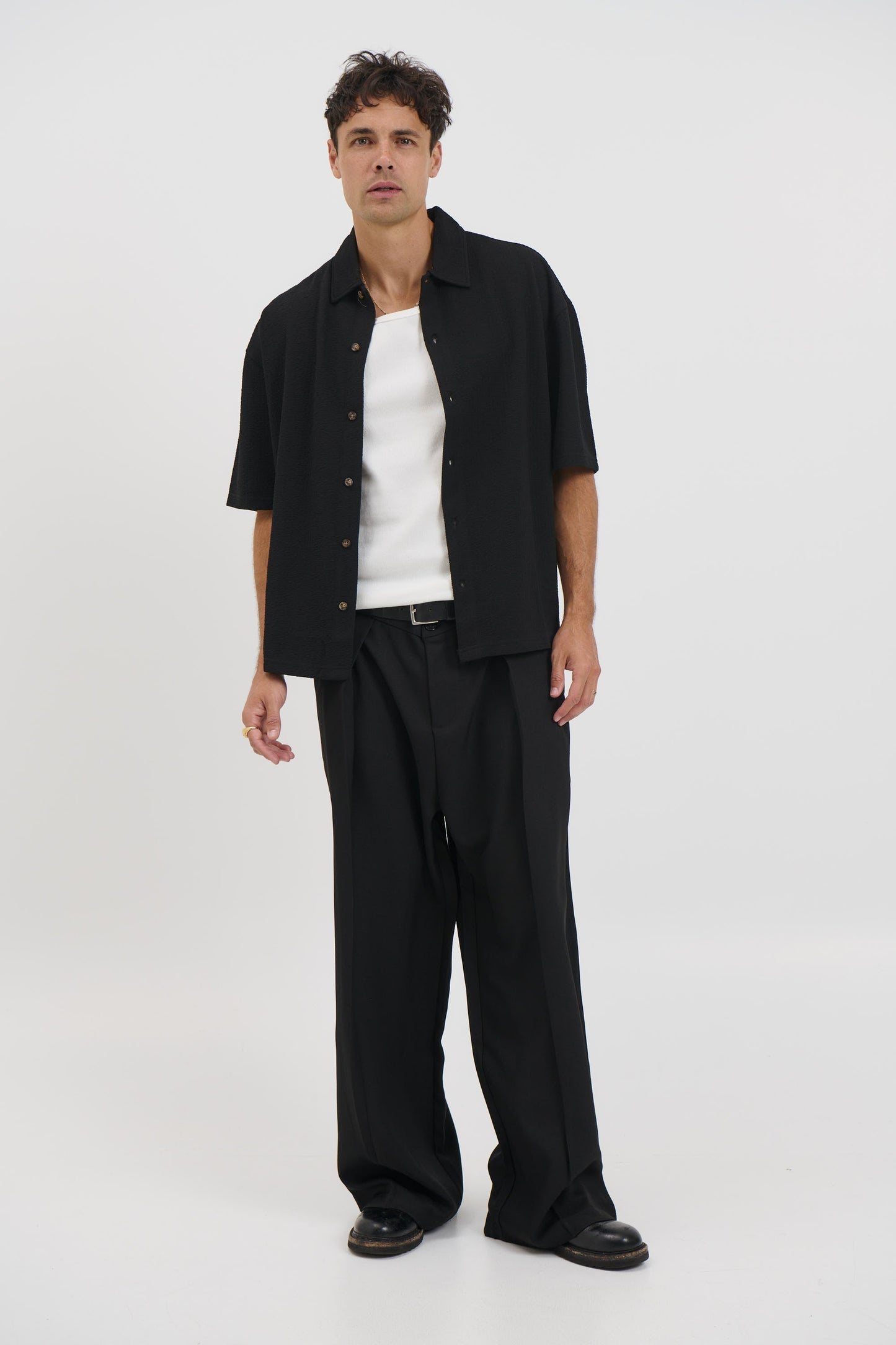 Lucas Drop Shirt Soft Texture Black