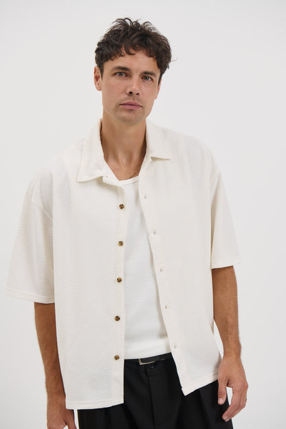 Lucas Drop Shirt Soft Texture White - FINAL SALE