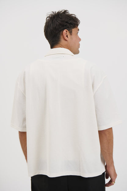 Lucas Drop Shirt Soft Texture White - FINAL SALE