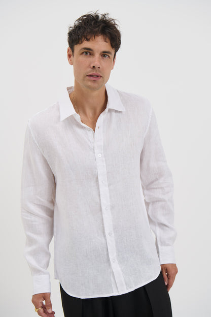 Luca Linen Shirt White - FINAL SALE