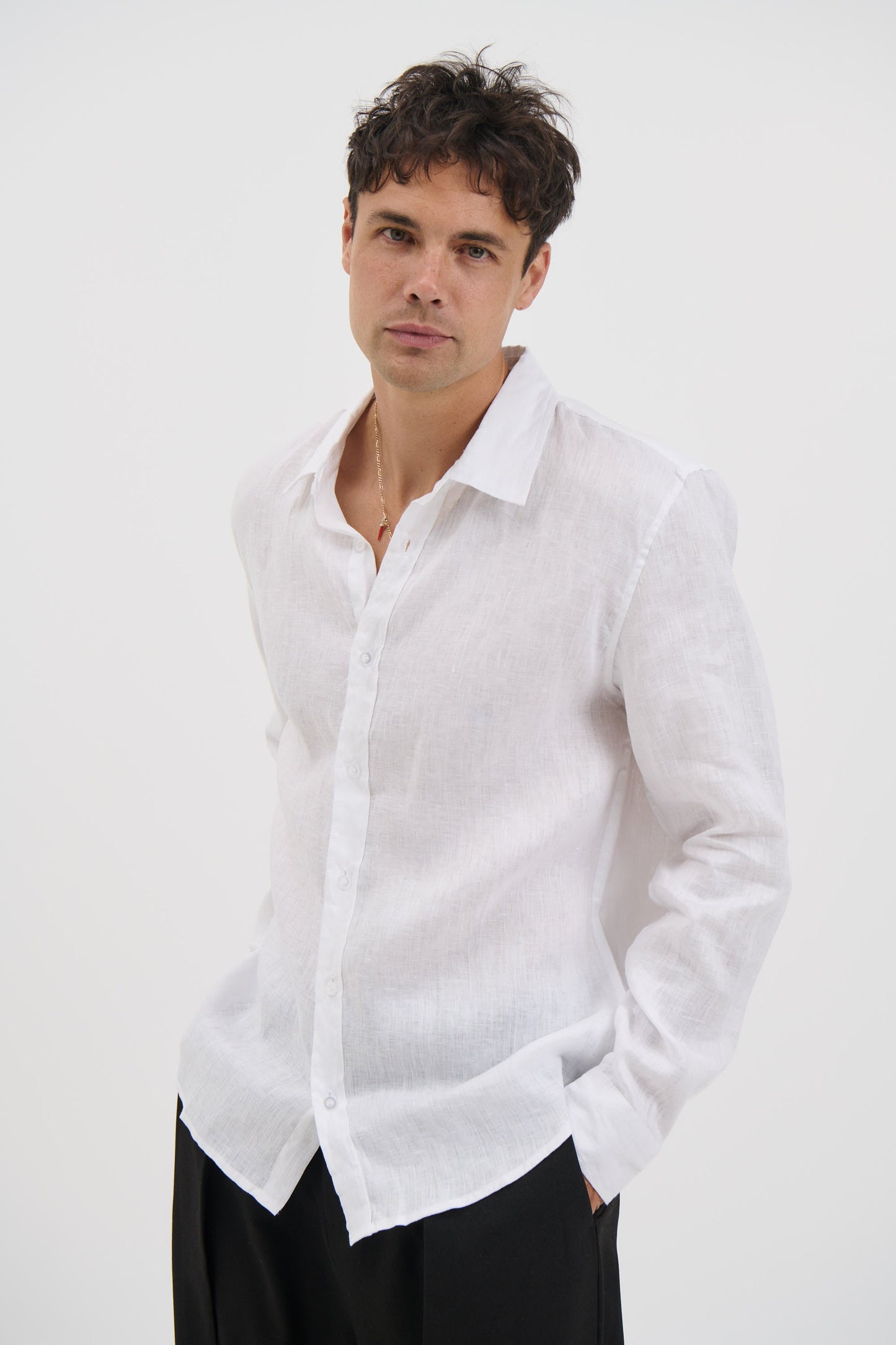 Luca Linen Shirt White - FINAL SALE