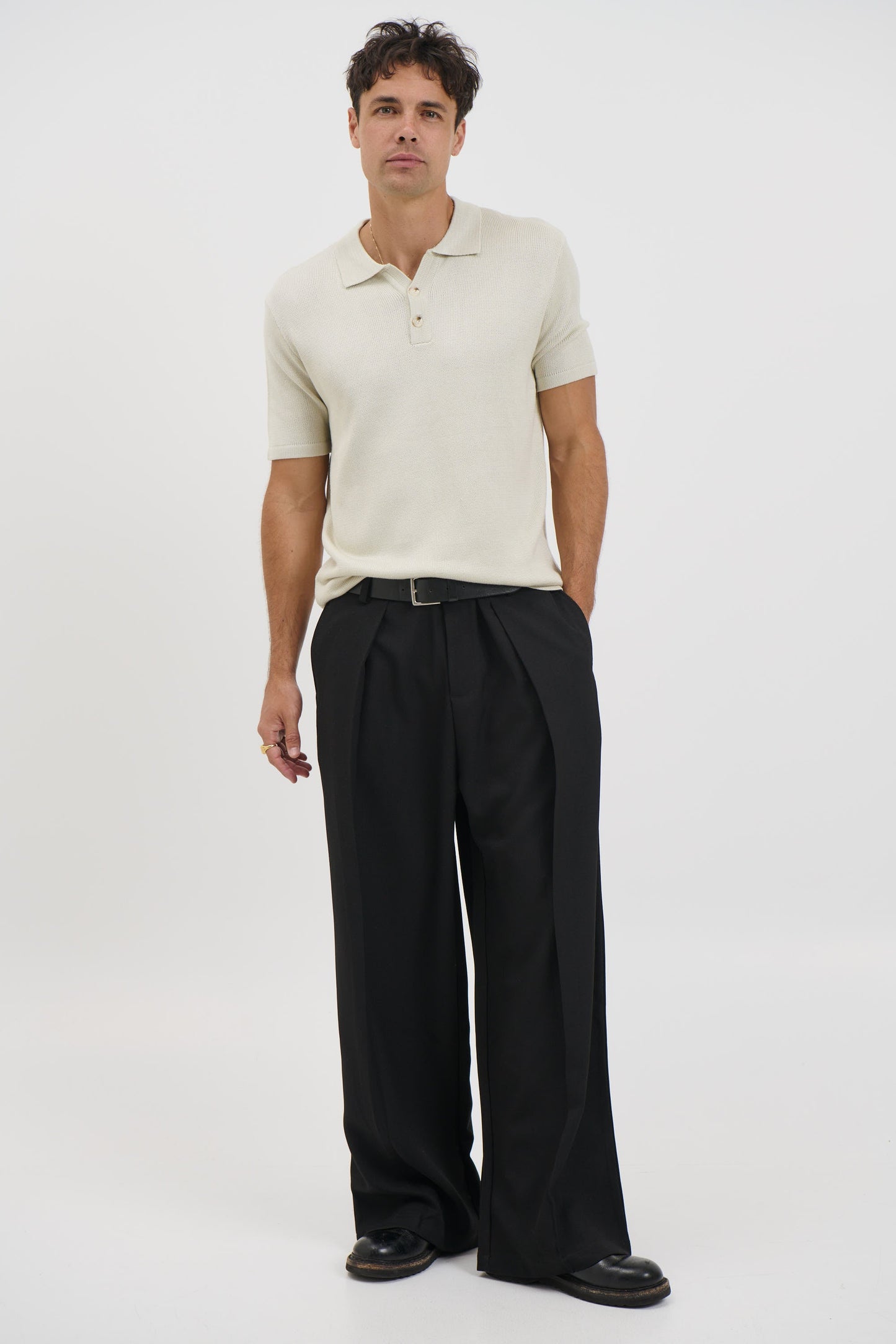 Hayden Knitted Polo Soft Grey - FINAL SALE