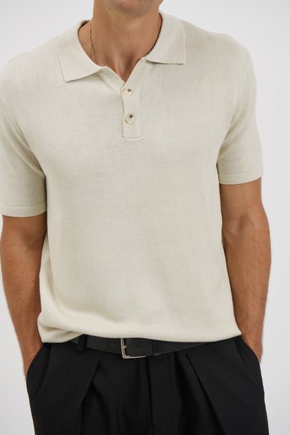 Hayden Knitted Polo Soft Grey - FINAL SALE