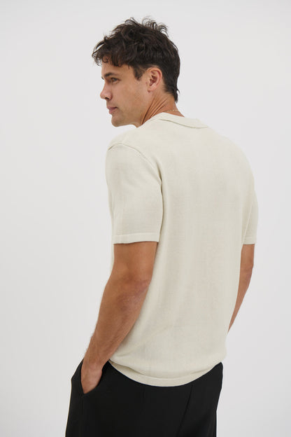 Hayden Knitted Polo Soft Grey - FINAL SALE