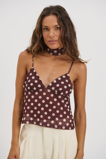 Kasia Polka Dot Top Chocolate - FINAL SALE