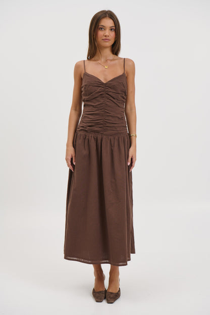 Amity Midi Dress Chocolate - FINAL SALE