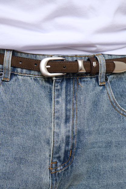 Leon Genuine Suede Belt Choc