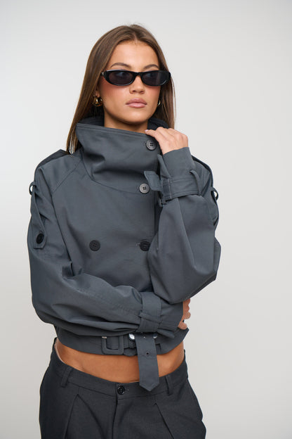 Blanc Cropped Trench Olive