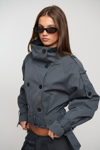 Blanc Cropped Trench Olive