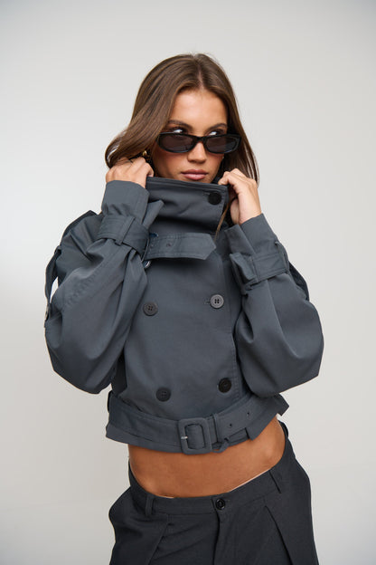 Blanc Cropped Trench Olive
