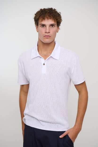 Eric Lightweight Polo White - FINAL SALE