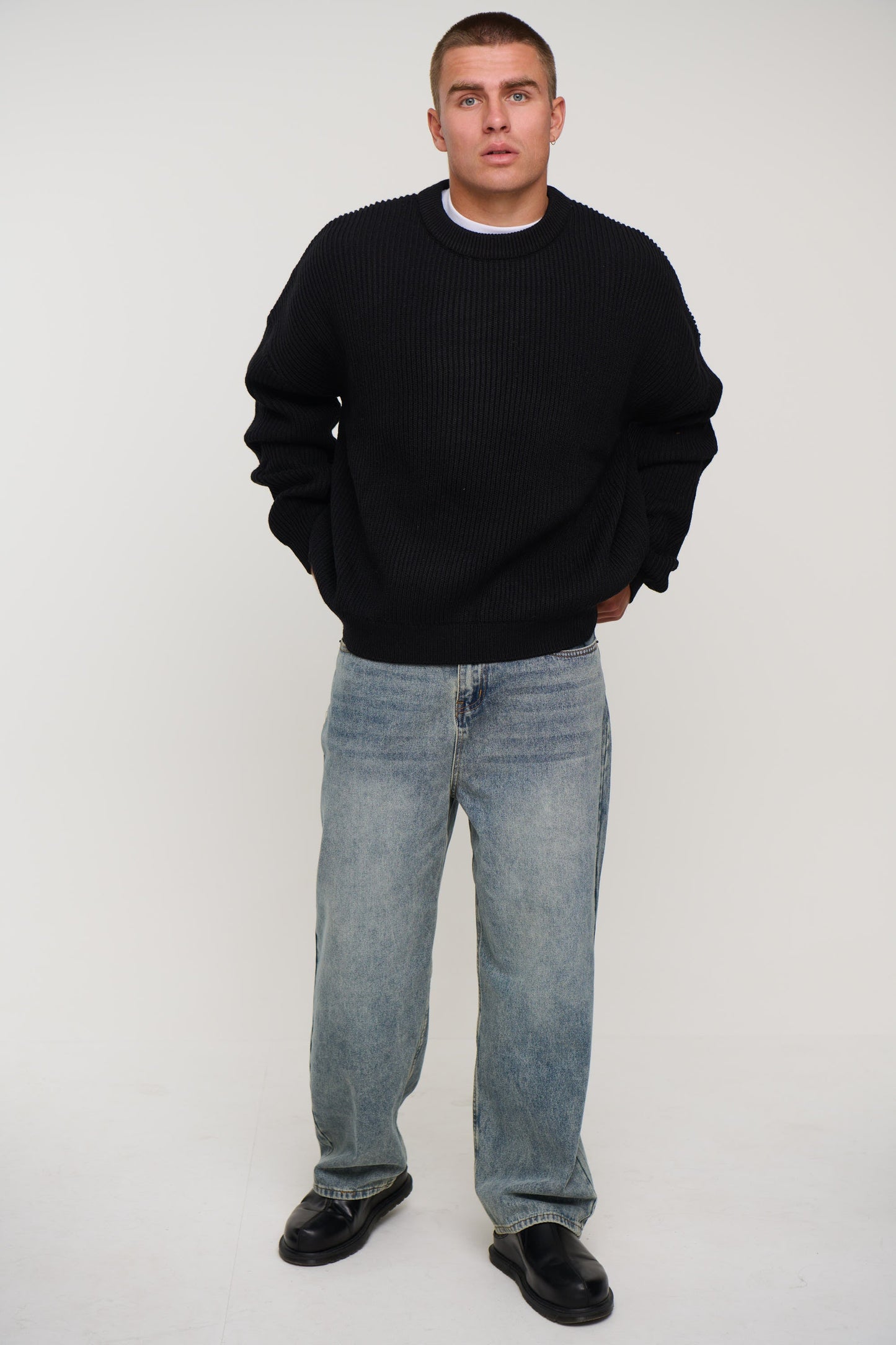 Drop Sleeve Heavy Knit Black