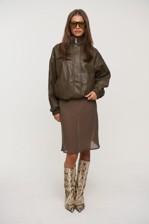 Harper High Collar Bomber Olive