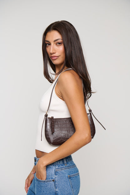 Elizabeth Shoulder Bag Chocolate Croc