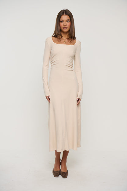Alma Long Sleeve Dress Bone