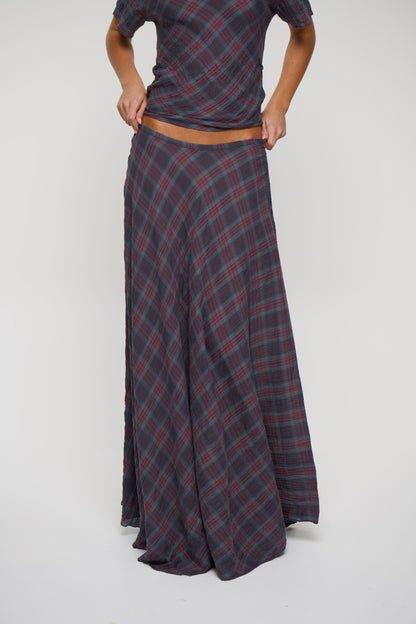 Halcyon Maxi Skirt Jade Plaid
