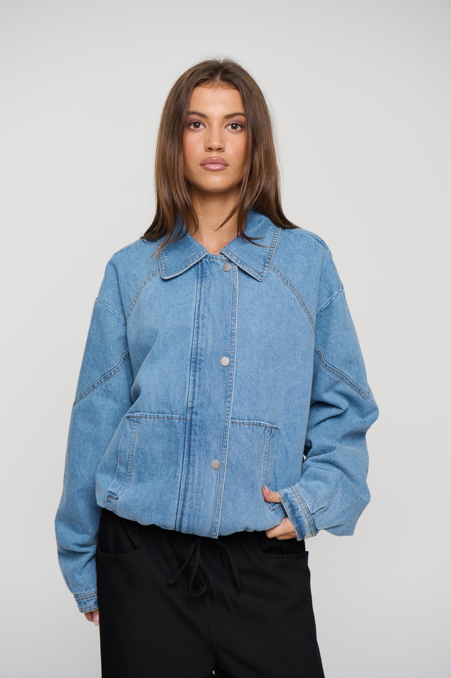 Jorja Denim Bomber Jacket Blue